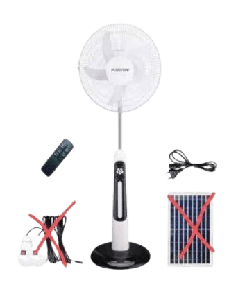 300A-18 Rechargeable Solar Fan with LED Light, USB Output & Timer